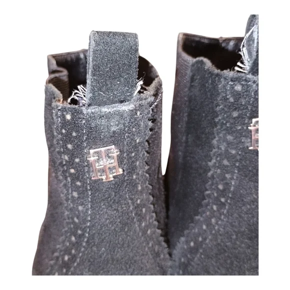 SOLD Tommy Hilfiger Black Suede Wedge Heel Boots Size 9 1/2 M - Picture 3 of 7